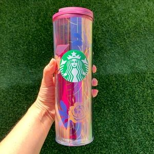 Starbucks 16oz Tumbler MAGENTA GOLDEN ROSES/BLUE